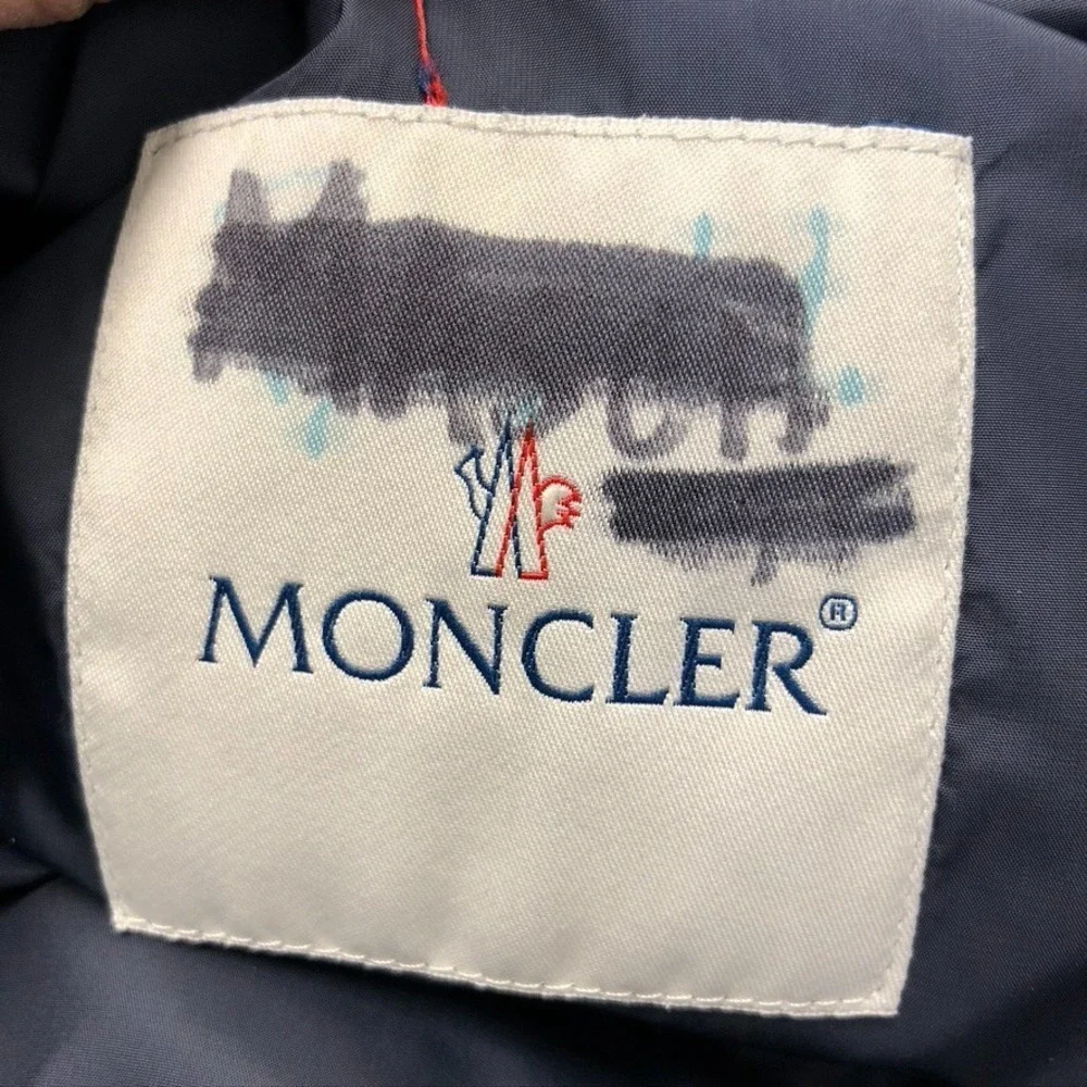 Moncler Puffer Coat Unisex 10 Blue Plaid Hooded Full Zip Winter Outdoor Gorpcore